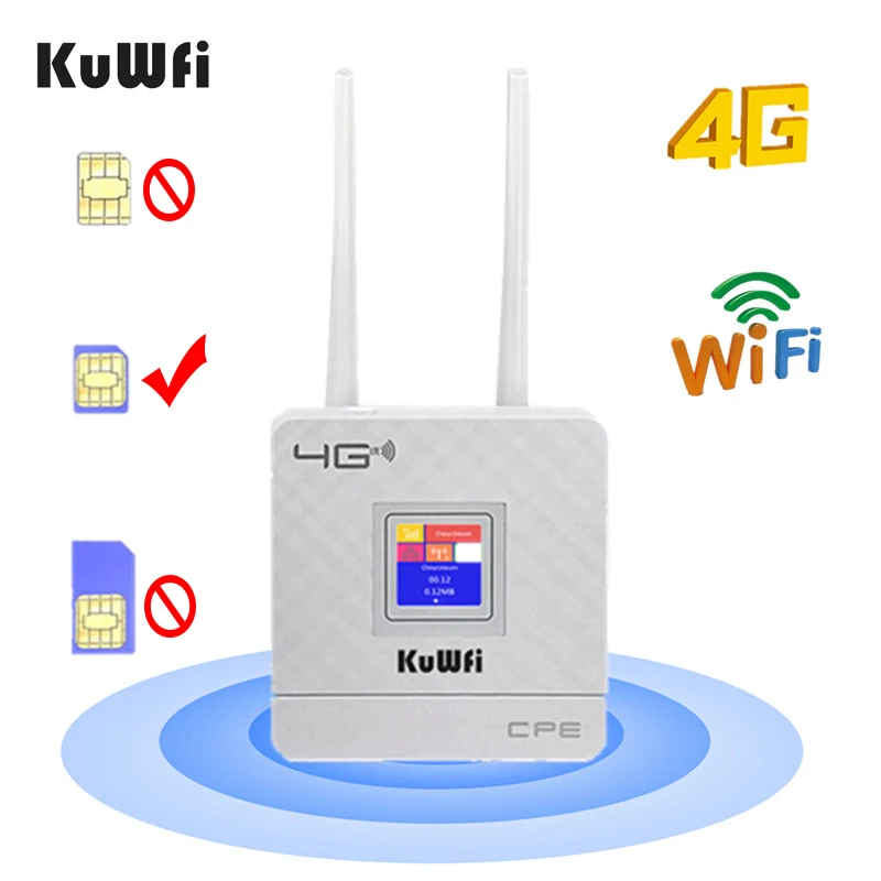 KuWfi 4G SIM карта Wi Fi маршрутизатор CAT4 150 Мбит / с Беспроводной маршрутизатор CPE 4G LTE FDD / TDD Разблокировка маршрутизатора с внешними антеннами WAN / LAN RJ45|Беспроводные роутеры| | АлиЭкспресс
