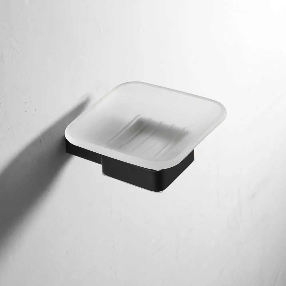 Soap dish Матовое черное оборудование для ванной набор полотенец стойка угловая полка Держатель для полотенца бар из нержавеющей стали набор оборудования для ванной комнаты - Цвет: Soap dish