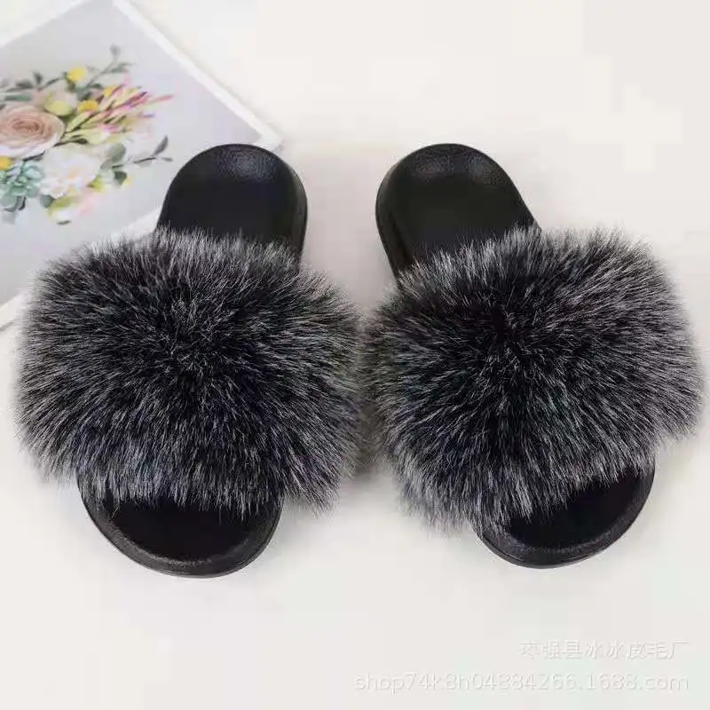 

Сланцы женские из искусственного меха, летние пушистые тапочки, домашняя обувь, женские тапочки с меховым помпоном
