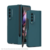 phone case for samsung galaxy z fold3 5g with s pen slot holder hinge cover for samsung z fold 3 pc case with front screen glass