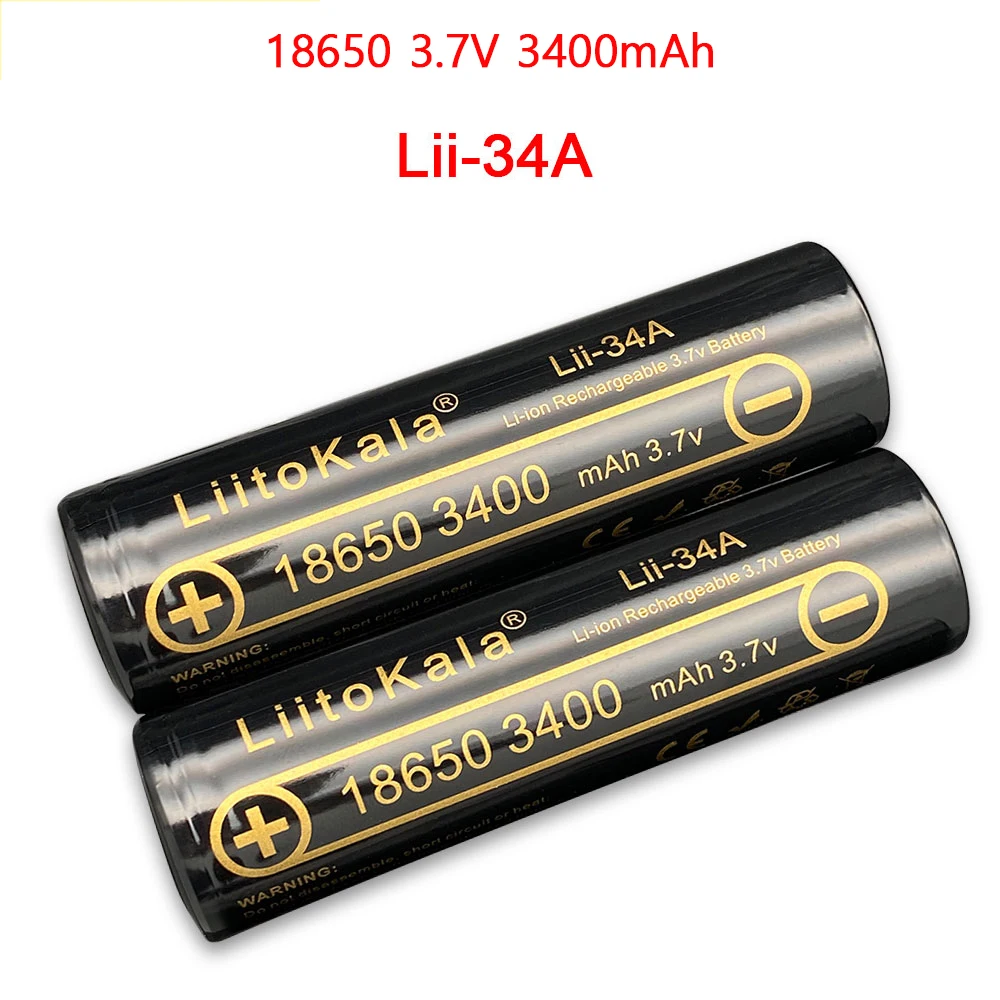 

LiitoKala high quality 18650 battery 3.7V 3400mAh 18650 Lii-34A Lithium Rechargeable Battery Flashlight batteries