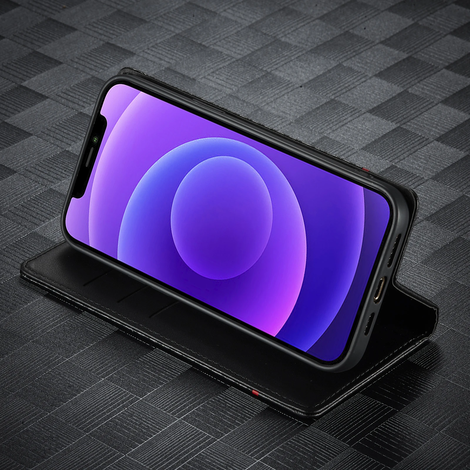 Роскошный чехол-книжка Cabon из волоконной кожи для iPhone 13 12 11 Pro Max Mini X XS MAX XR 7 8 Plus SE 2020