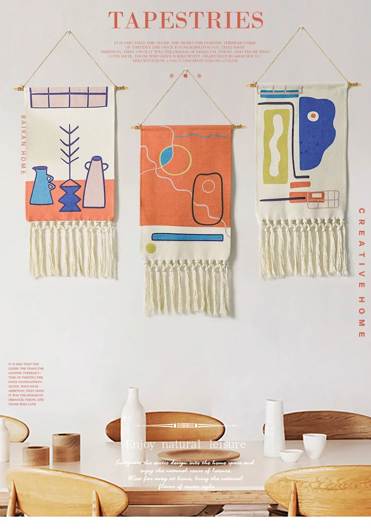 

Morocco Cotton Macrame Wall Hanging Tapestry Mat Decor Boho Bohemian Hand Woven Tassel Polyester Rug Home Decoration 50X70cm