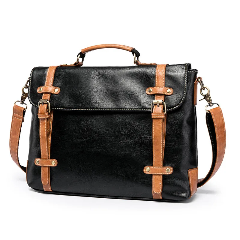 2019 модная Мужская винтажная сумка на одно плечо деловая почтальона кожаная с