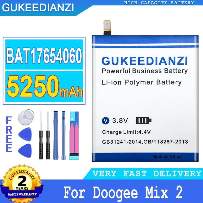 

5250mAh GUKEEDIANZI Battery BAT17654060 For Doogee Mix 2 Mix2 Big Power Bateria