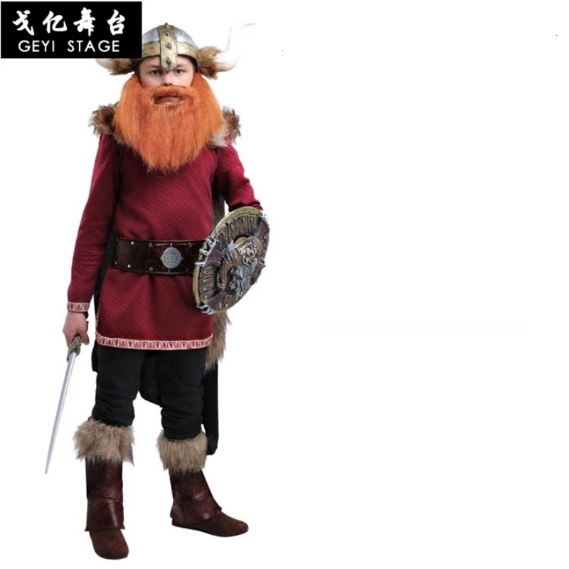 

New kid Halloween party boy catchy pirate snowfield hunter costume Viking costume warrior cosplay clothes