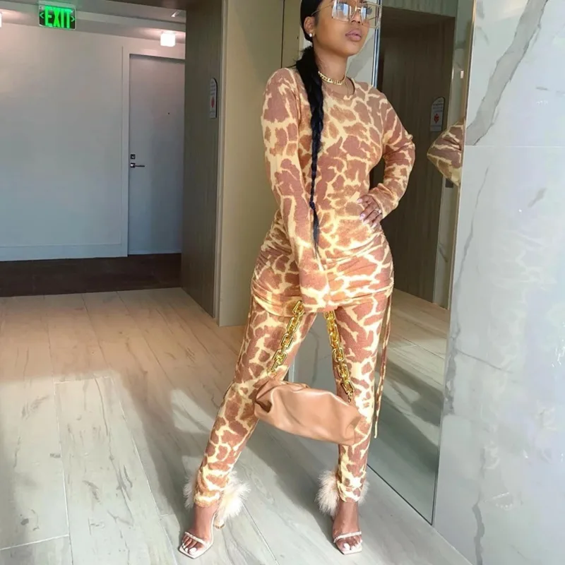 Осенний Новый женский комплект из двух предметов футболка на завязках с длинным