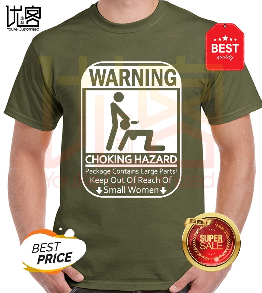 warning choking hazard funny rude sexual humor tee american t-shirt men's women's 100% cotton short sleeves tops | Мужская