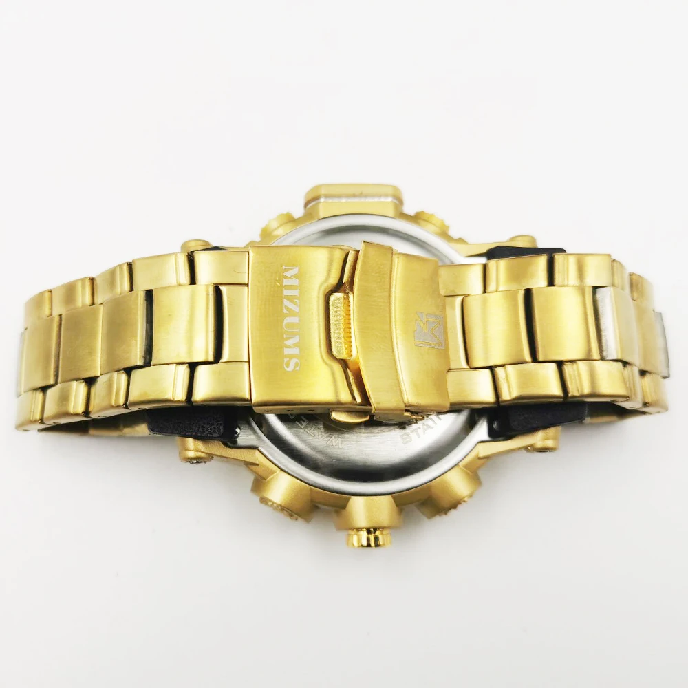 Мужские часы модные золотые из нержавеющей стали топ бренд класса люкс