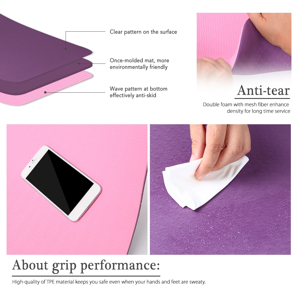 Нескользящий Коврик для йоги 72x24IN двухцветный удобный коврик начинающих коврики