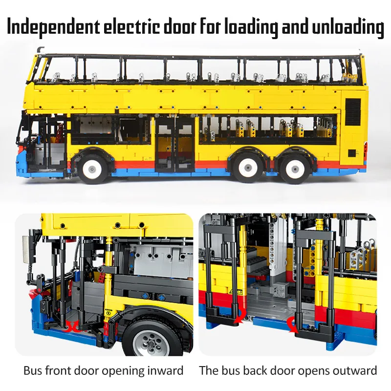 

1:15 City Creator APP Remote Control Double Decker Bus Building Blocks RC Traffic School Bus Car Bricks Toys for Kids