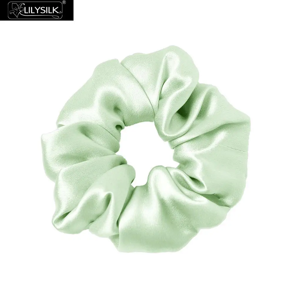 LilySilk Scrunchy Charmeuse Hair Bands Women 100 Pure Silk Head Rope Rubber Girl Accessories Soft Care Luxurious Free Shipping - Цвет: Light Green