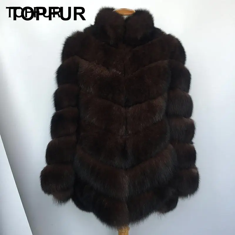 Женская Шуба с воротником из натурального Лисьего меха теплая шуба верхняя