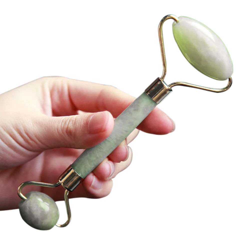 Портативный Массажный ролик для лица натуральный нефрит против морщин