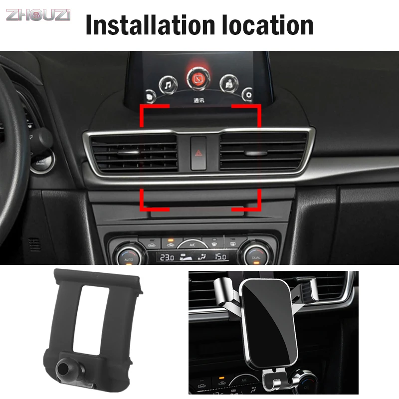 Car Mobile Phone Holder For Mazda 3 Axela 2014 2015 2016 2017 2018 GPS Gravity Mounts Stand Navigation Bracket Accessories | Автомобили и