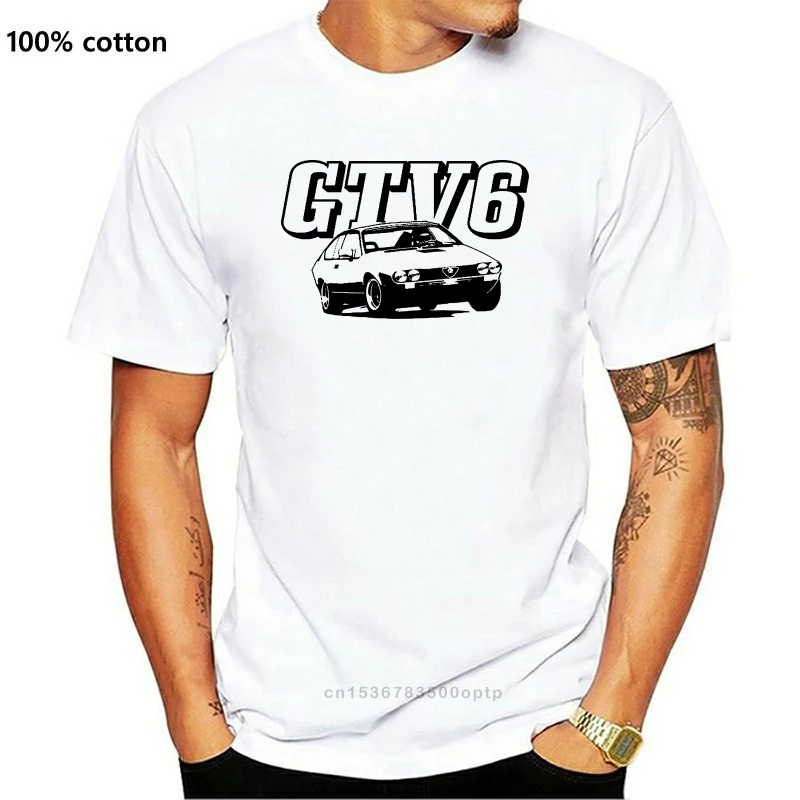 

New Men's High Quality Tees Italy Car Romeo Alfetta T Shirt GTV GTV6 V6 Dad Gift Classic Retro Race Car Inspired O-Neck T-Shirt