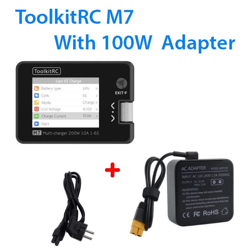

ToolkitRC M7 200w 10A Smart Balance Charger Discharger With 100W Adapter for 1-6S Lipo LiHV LiFe Lion Battery