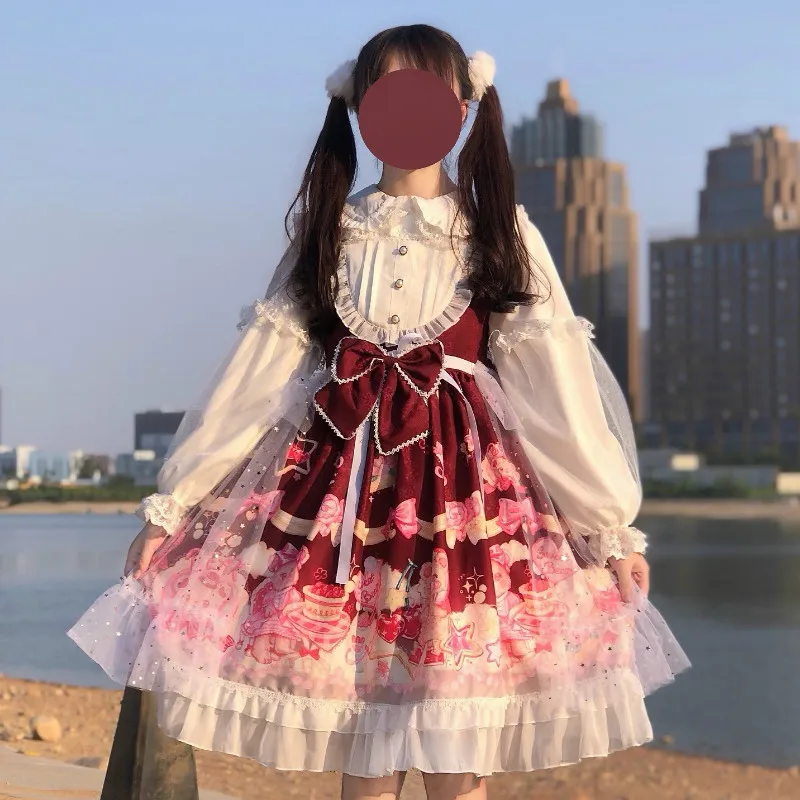 

В викторианском стиле в винтажном стиле; Для женщин платье без рукавов с бантом, платье принцессы вечерние платья медведь клубничный торт с ...