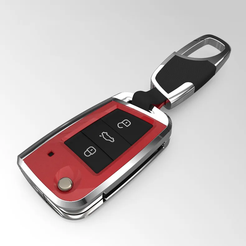 Red-metal buckle Автомобильный чехол для ключей защитный чехол для ключей брелок держатель для Volkswagen Lavida Plus Tiguan Bora L Touran L Golf автомобильные аксессуары - Название цвета: Red-metal buckle