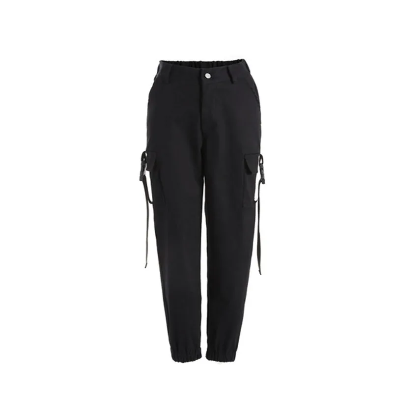 

Fashion Sports Cargo Pants Women High Waist 2021 Summer Jogger Loose Black Y2k Training Pant Leisure Multi-Pocket Beige KZ001