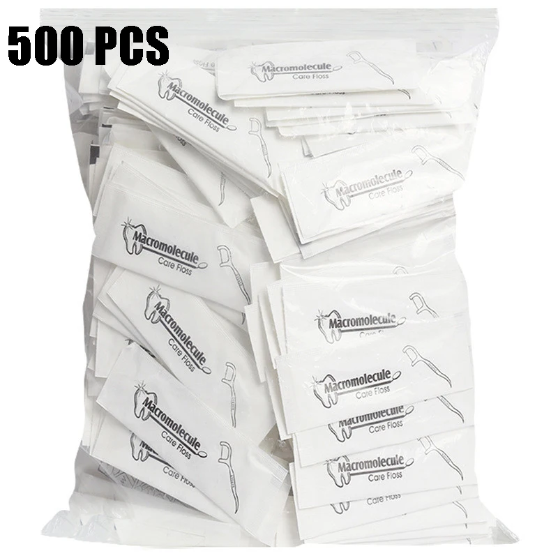 

500 шт. Семья Портативный одноразовая зубная нить для чистки межзубных пространств, потрясающая палка для размещения между прутьями зубочис...