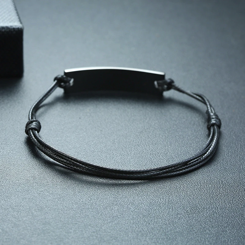 PERSONALIZED LEATHER TAG ID BRACELET CUSTOMIZE YOUR OWN MESSAGE INITIALS DATE NAME BIRTHDAY GIFT FOR HIM | Украшения и аксессуары