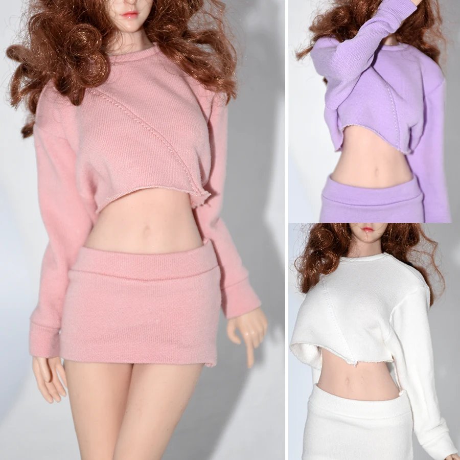

1/6 Female Casual Long Sleeve Shirt Skirt Clothes Props Model For 12" Action Figure Body