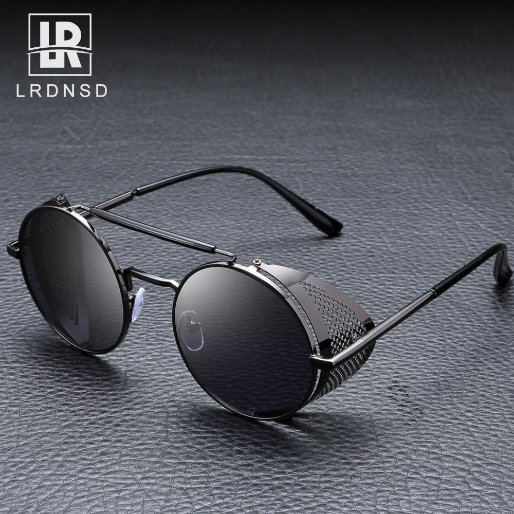 LRDNSD Солнцезащитные очки Мужские стимпанк Ретро Хиппи круглые солнцезащитные Oculos