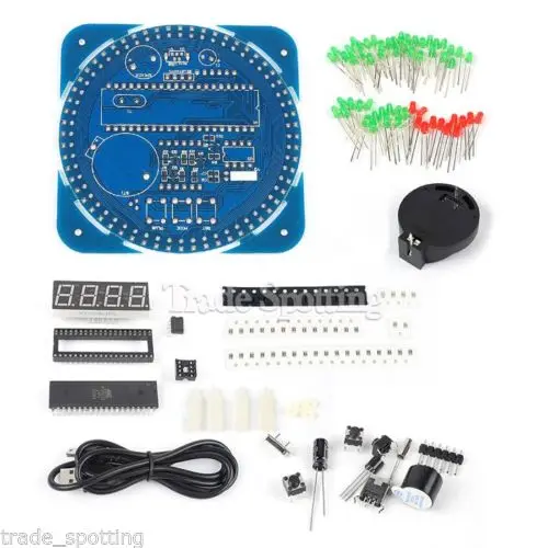 DIY светодиодный электронный цифровой будильник DS1302 вращающийся комплект 51 SCM обучающая доска 5 в xp Дата дисплей Принцип дизайн
