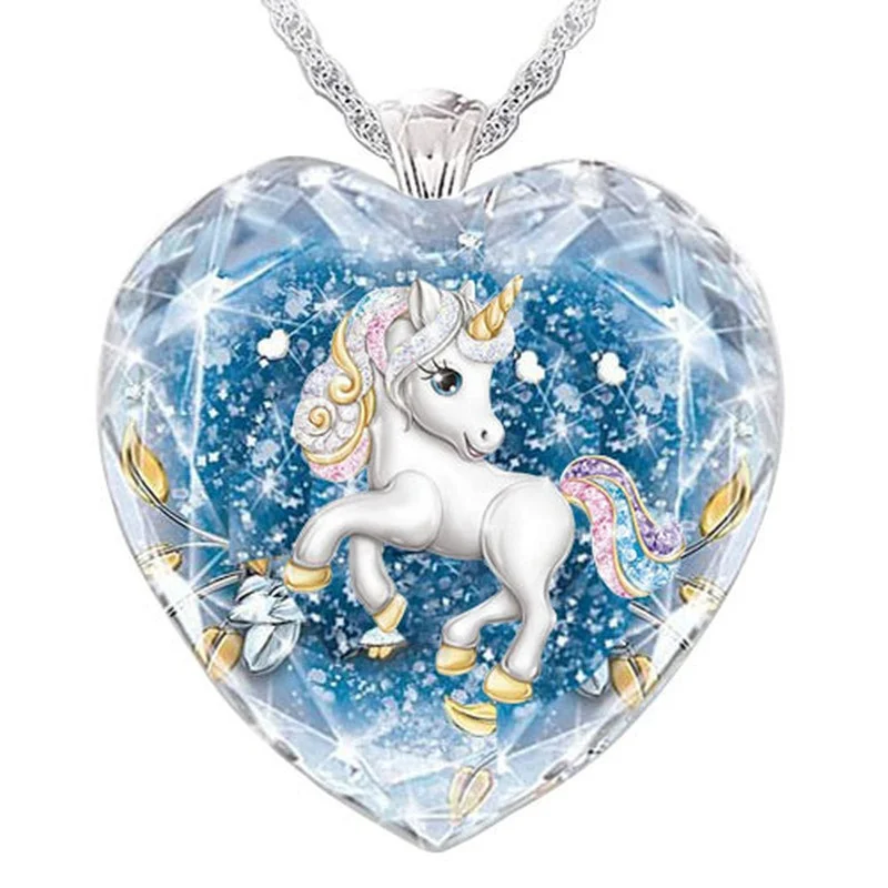 

Popular Blue Heart Shaped Crystal Animal Pendant Fashion Ladies Necklace