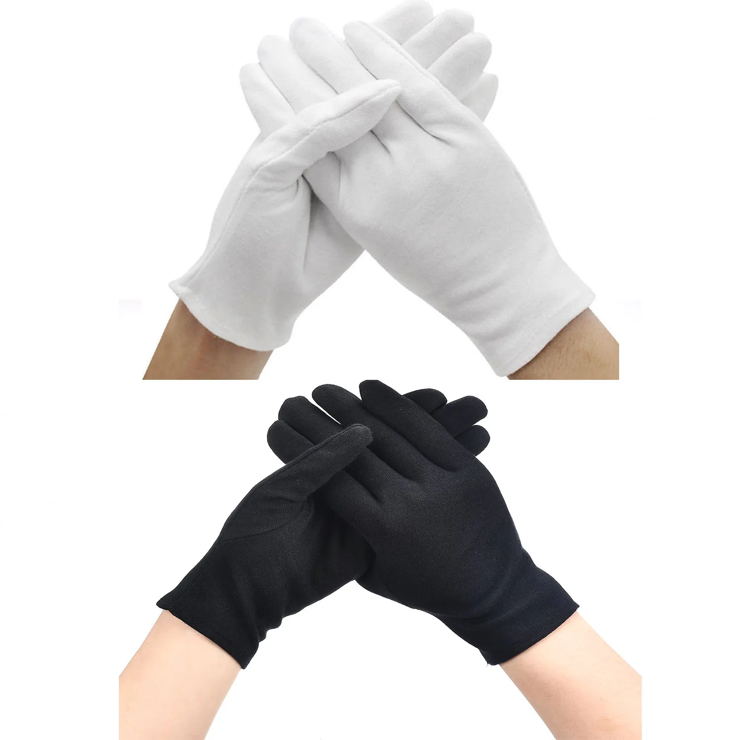 

Перчатки хлопковые унисекс, черные, белые, перчатки с возможностью впитывания, 6 пар