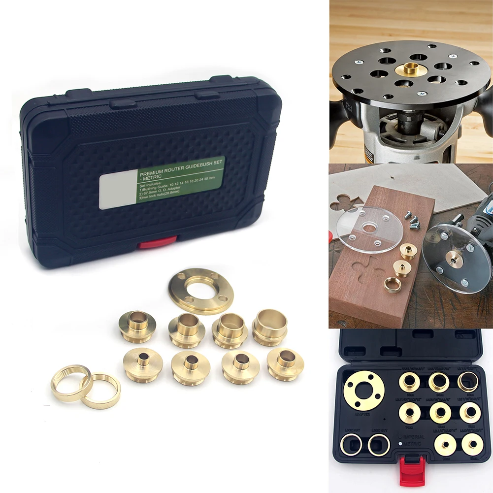 

Gold With Lock Nuts DCT Brass Carpenter Trimming Machine Practical Portable Accessories Router Bushing Set Template Guides