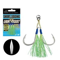 jk lat g light jigging fishing hooks no 2 40 size kevlar line cp point barbed single assist fishhooks