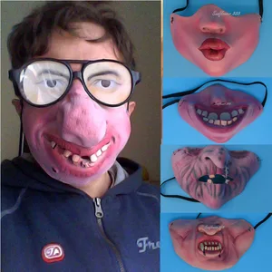 Забавная страшная маска для женщин, мужчин и детей, очки для шуток, клоун, латексные полулицевые маски, косплей, костюм, аксессуары для Хэллоуина