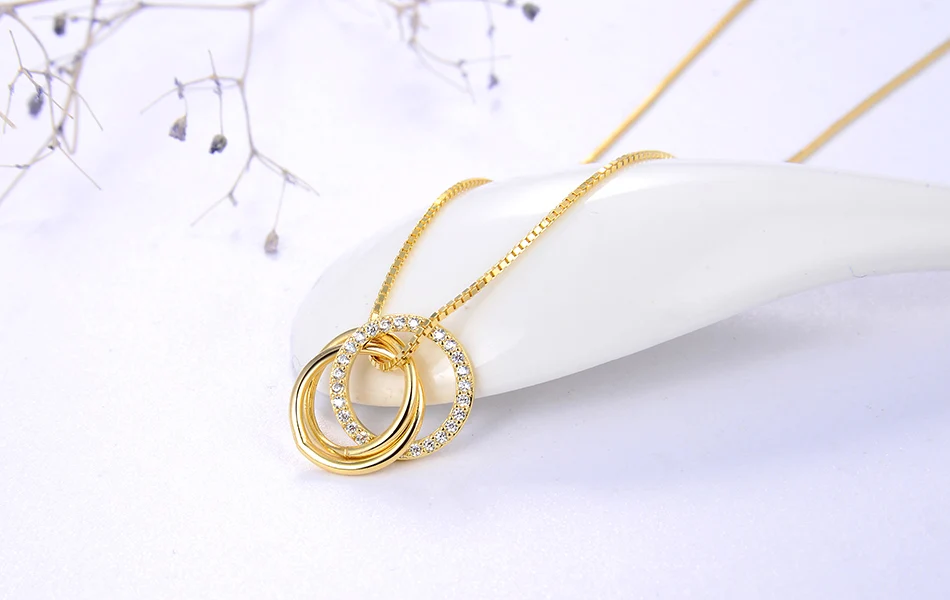 ORSA JEWELS, ожерелье с подвеской из чистого 925 пробы серебра для женщин, прозрачный AAAA циркон, комбинированный круг, модные вечерние ювелирные изделия в подарок SN175