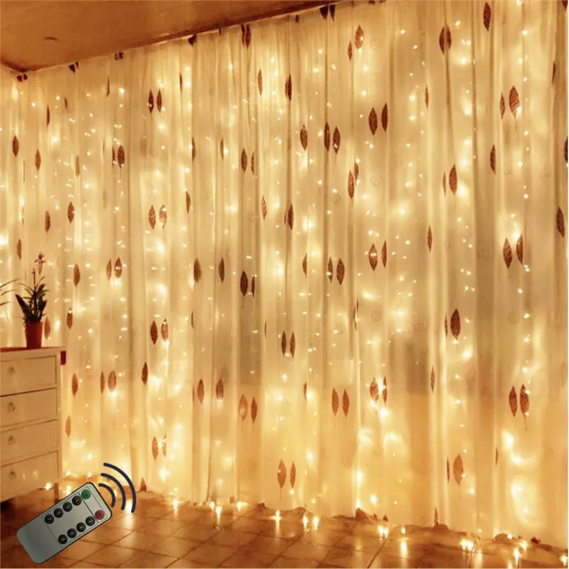 Remote 4*2.5M Indoor Christmas Icicle light LED String lights Flashing Curtain Lights Waterproof Holiday Party Wave Fairy Light