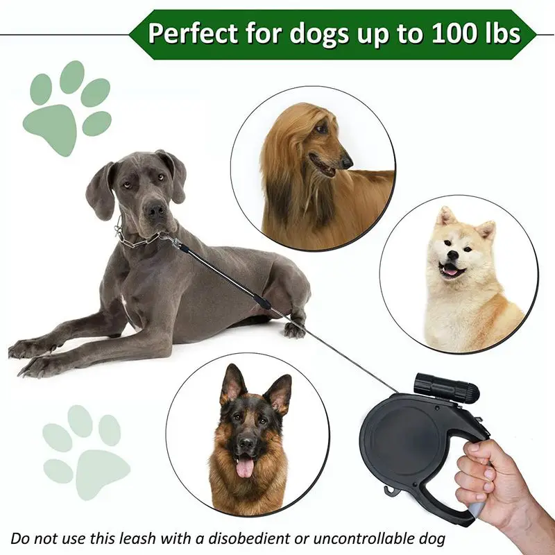 Large Dog Leash - Retractable Extra Long 26 ft Big Walking Heavy Duty Breed up to 110 lb ABS Durable P | Дом и сад