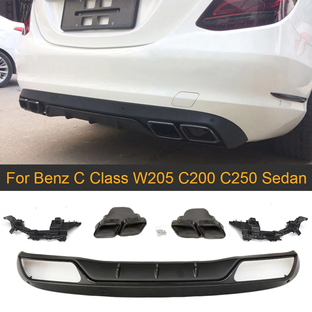 Диффузор для заднего бампера Mercedes Benz C Class W205 C200 C250 Седан 4 двери 2015 2017 неспортивный