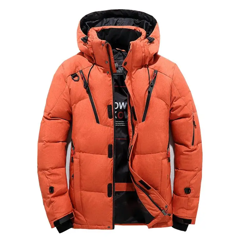 

Men Down High Quality Thick Warm Winter Jacket Hooded Thicken Duck Down Parka Coat Casual Slim Overcoat With Many Pockets Mens