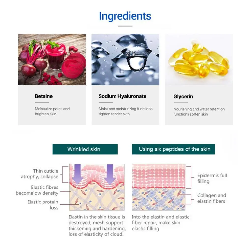 

10ml Six Peptides Serum Liquid Hyaluronic Acid And Cream Sale Face Skin Anti-Wrinkles Supplies Whitening Collagen Lift Hot R5I5