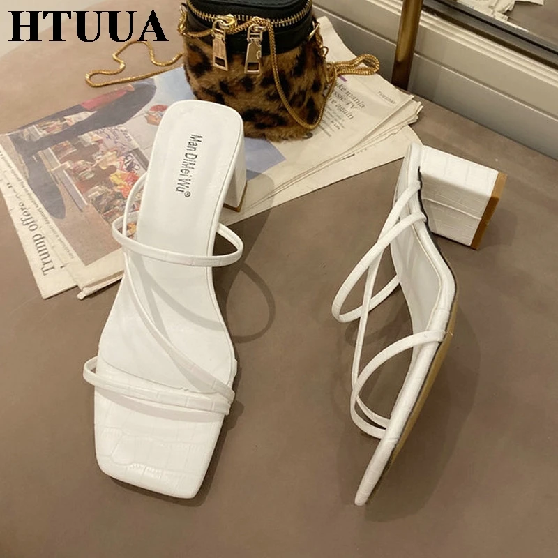 HTUUA/Новинка 2020 года Летние женские шлепанцы Модные прозрачные без задника на