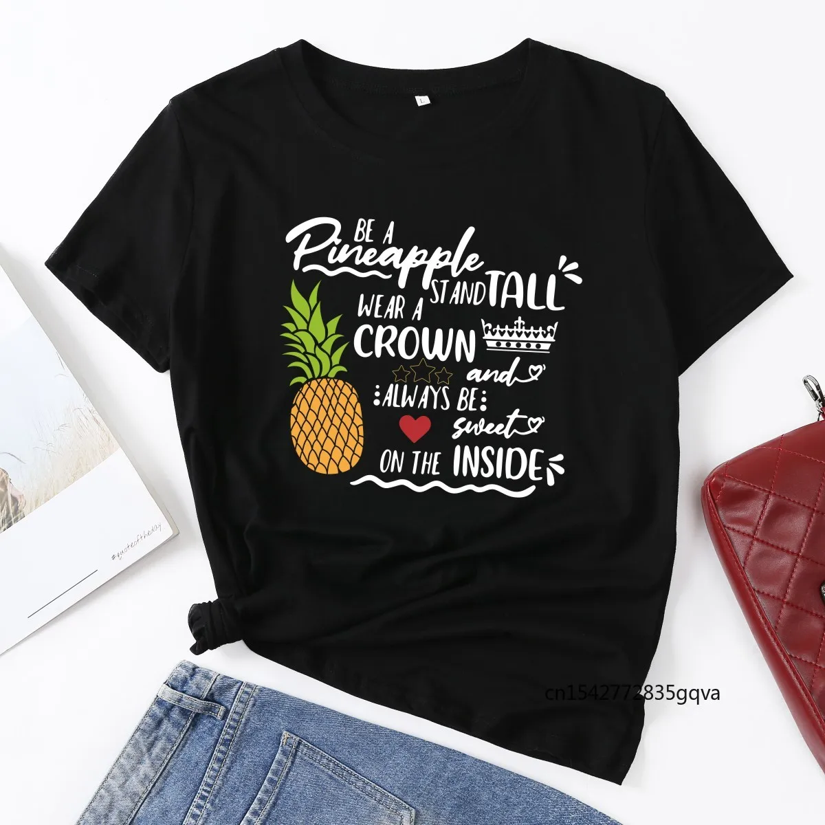 

Be A Pineapple Tee Stand Tall Woman T-Shirt Short Sleeve T-Shirts Summer Tops for Women Graphic Tees Female Shirt Clothes