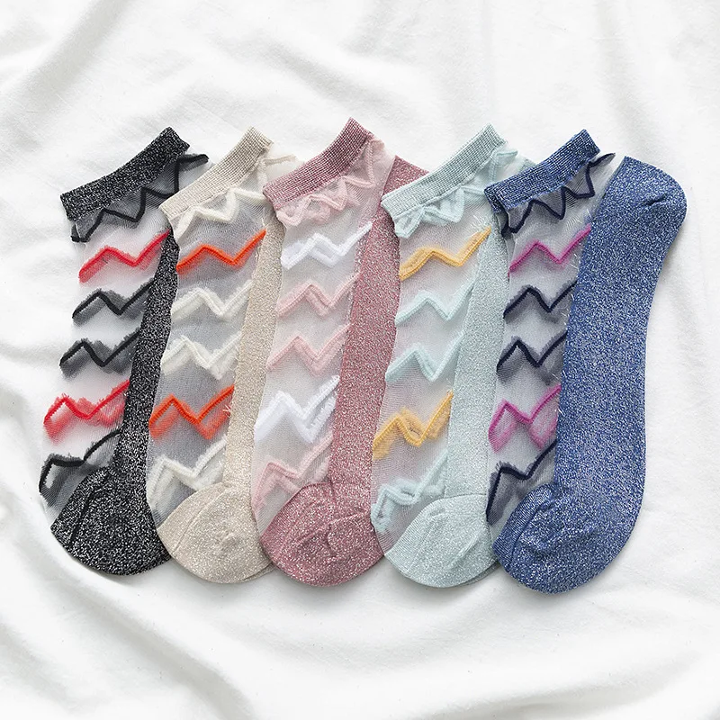 

Полосатые кружевные носки кавайные женские носки harajuku женские корейские модные японские Симпатичные сетчатые прозрачные женские носки-та...