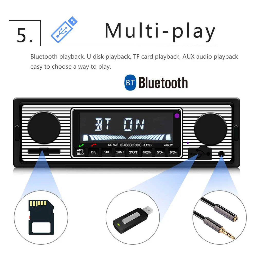 AMPrime 12 в Bluetooth Авто Радио 1DIN стерео аудио MP3 плеер FM радио приемник Поддержка Aux вход SD USB MMC Пульт дистанционного управления