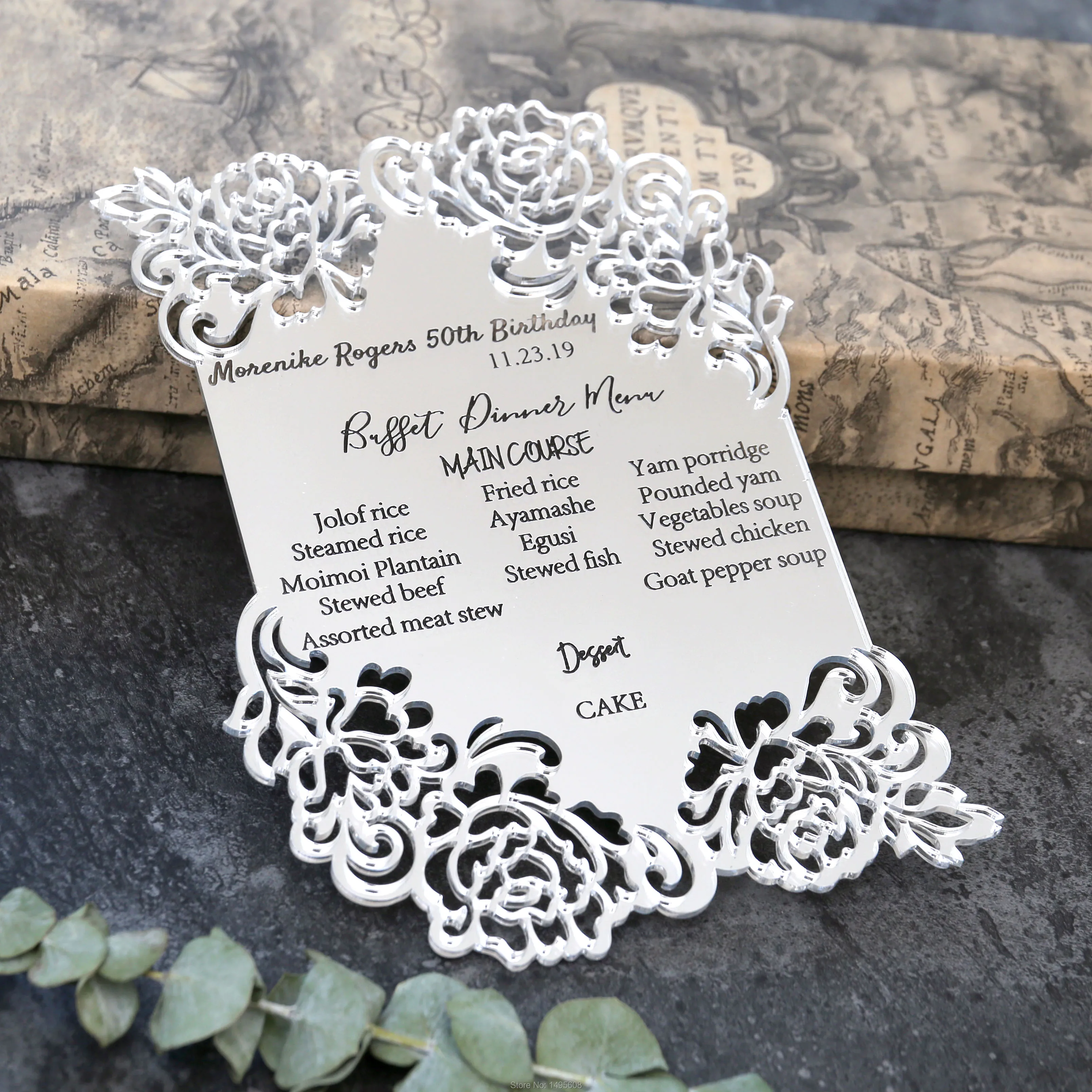 Акриловое меню/акриловое приглашение лазерное гравированное