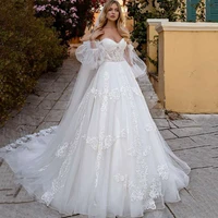 vintage princess wedding dresses 2022 puff long sleeve lace bride dress robe de mariage sweetheart church wedding gowns corset