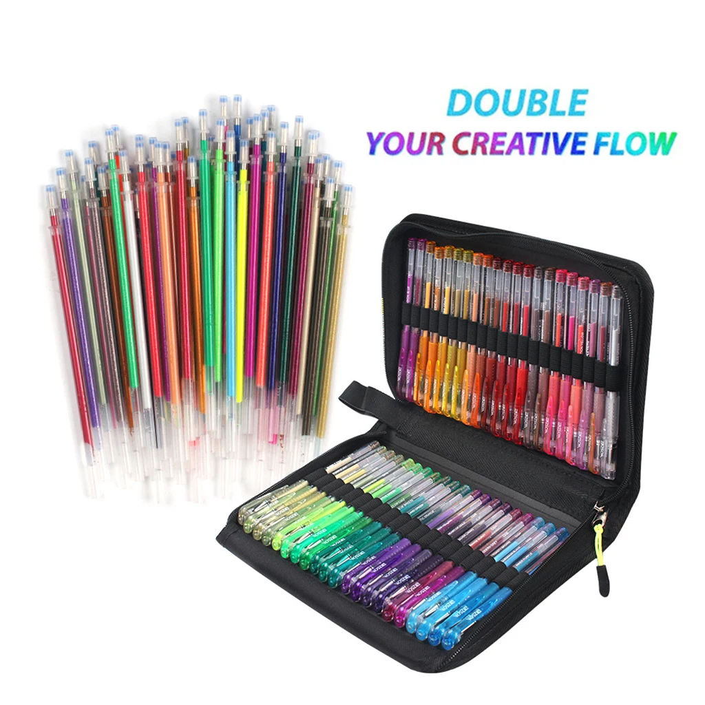 Juego de bol&iacute;grafos de Gel con purpurina para adultos, rotuladores art&iacute;sticos para libros de colores, 121 unidades-2