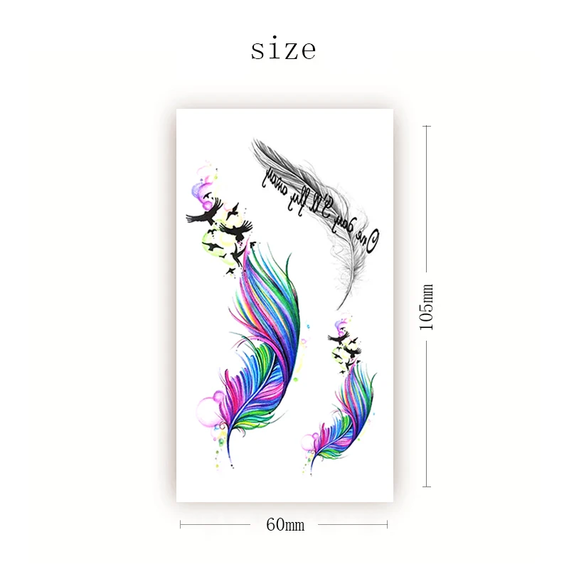 

Colorful Feather Swallow Temporary Tattoos for Women Men English Alphabet Sketch Tattoo Sticker Fake Tatoos Flash Body Art Chest