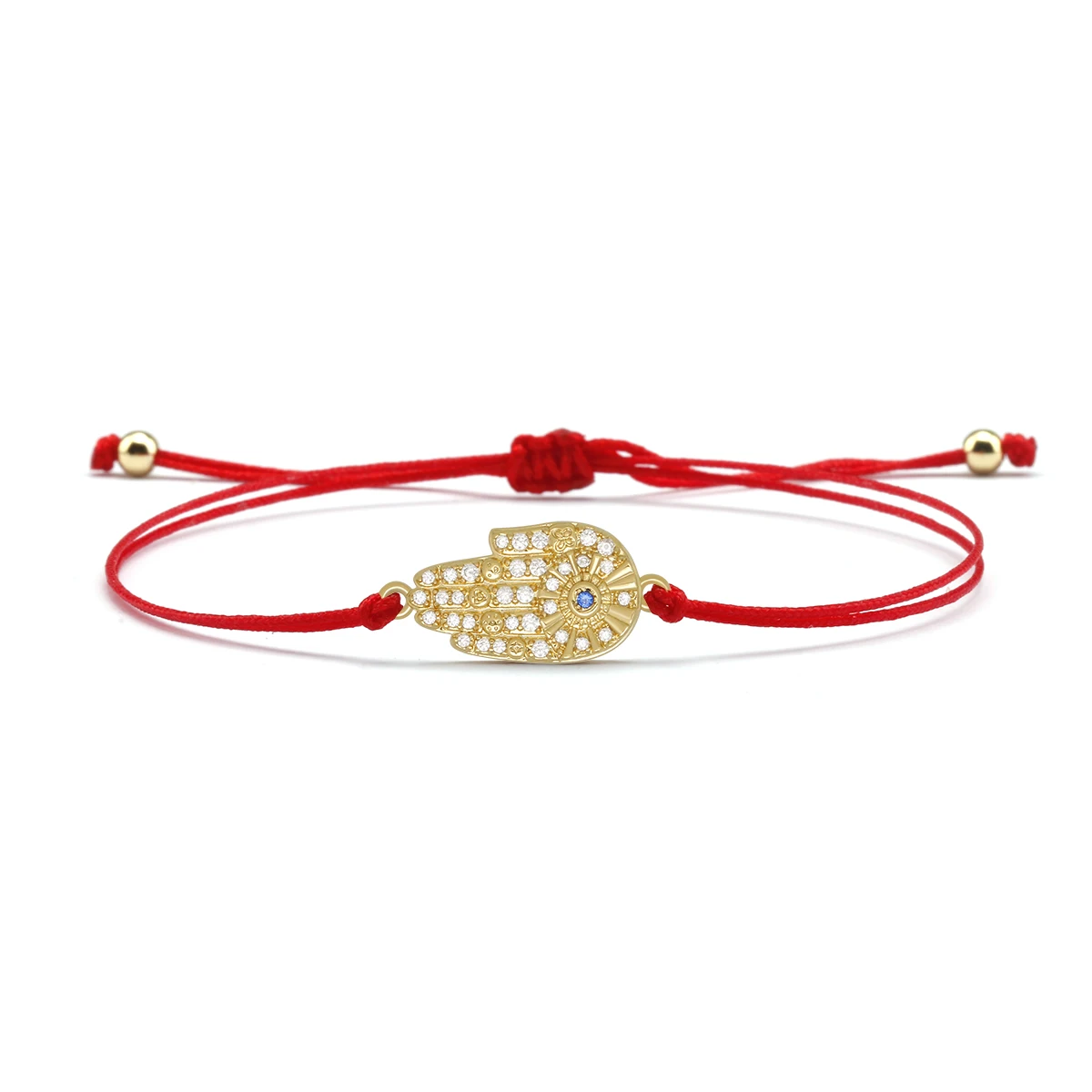 

White CZ Fatima Hand Braided Bangle Hamsa Blue Evil Eye Pendant Bracelet Adjustable Lucky Red & Black Rope Chain Jewelry Present