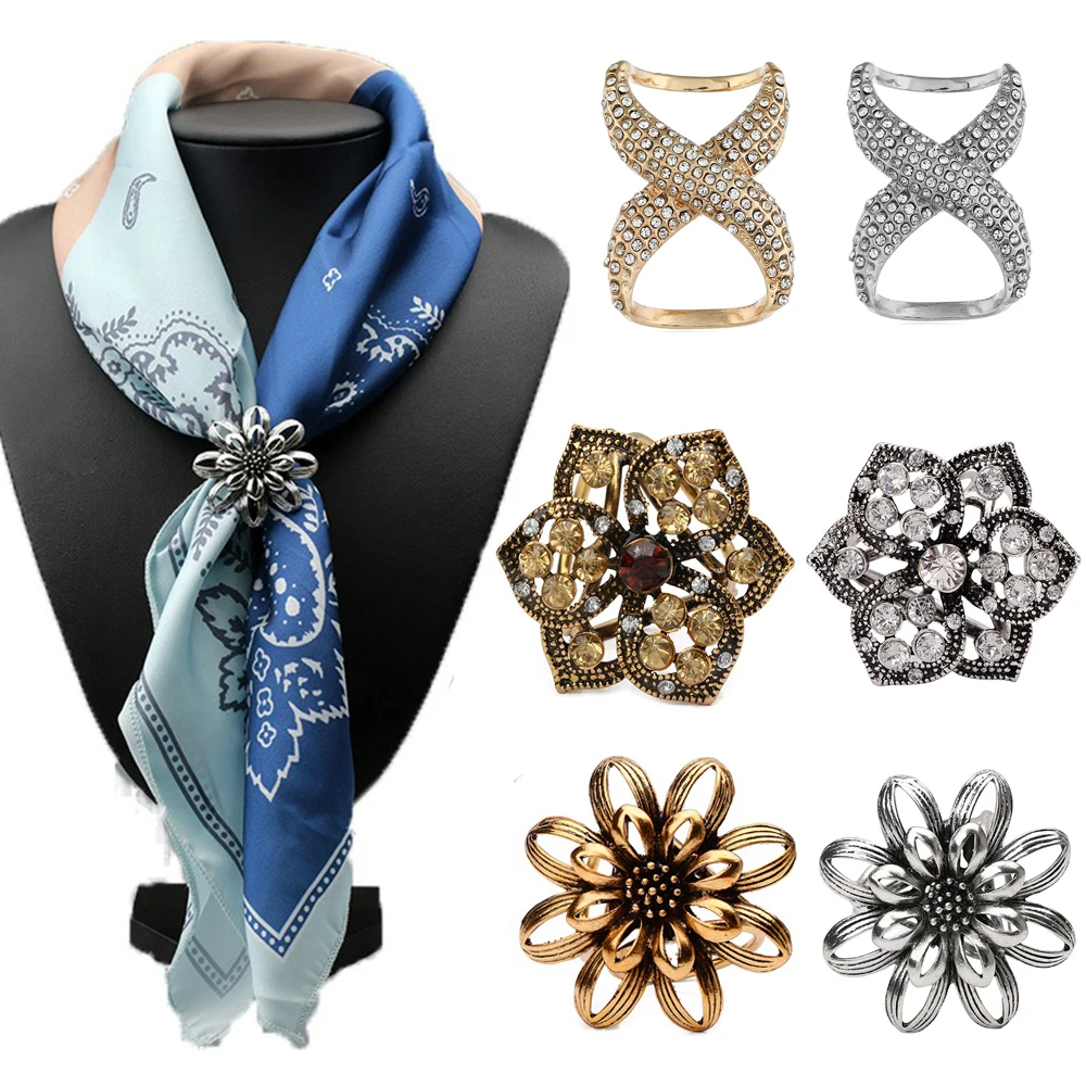 Модная брошь в виде цветов пряжка для шарфа букет из искусственных кристаллов